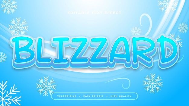 Blanco y azul tormenta de nieve 3D estilo de fuente de efecto de texto editable