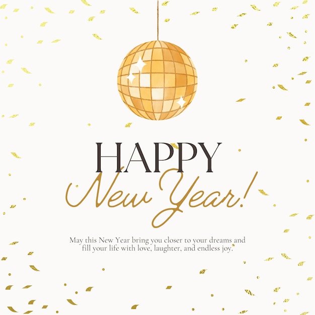 blanco y dorado feliz año nuevo 2025 post para ilustrador de Instagram