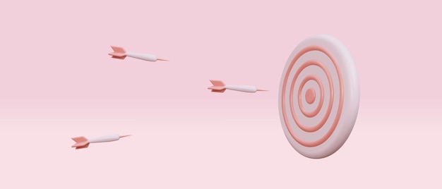 Blanco y flechas rosas de diseño 3d realistas.