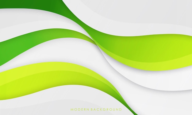 Blanco con fondo abstracto de curva verde y amarilla