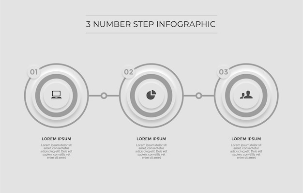 Blanco infografía mínimo limpio 3 números paso vector premium