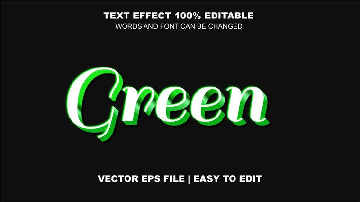 Blanco de lujo 3D con efecto de texto verde editable
