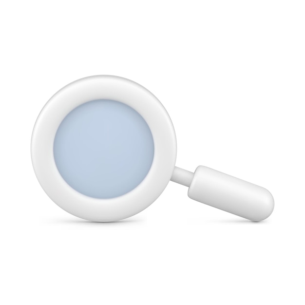 Blanco lupa vector 3d icono realista