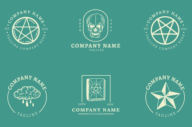 Blanco Místico Símbolo Minimalista Simple Colección Logo Estilo Pastel Azul