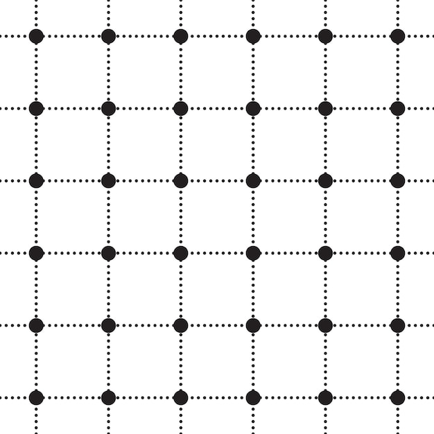 Blanco y negro BW Cute Polkadot Circle Round Geometry Dash Line Scott Cuadros a cuadros Tartan Gingham Patrón Fondo cuadrado Vector Ilustración de dibujos animados Mantel Picnic Estera papel de envoltura Tela