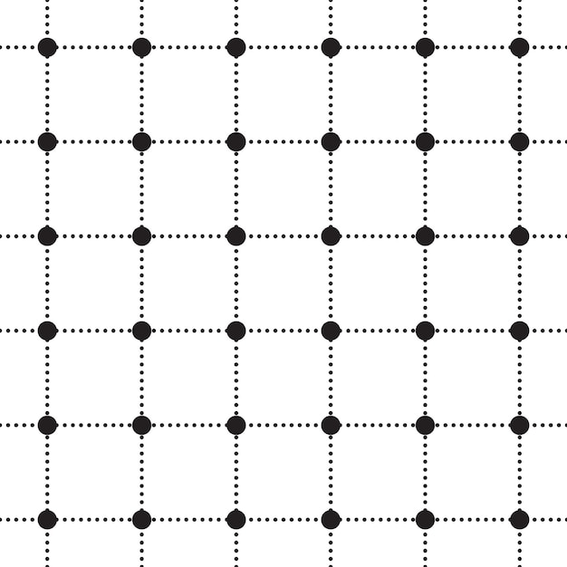 Blanco y negro BW Cute Polkadot Circle Round Geometry Dash Line Scott Cuadros a cuadros Tartan Gingham Patrón Fondo cuadrado Vector Ilustración de dibujos animados Mantel Picnic Estera papel de envoltura Tela