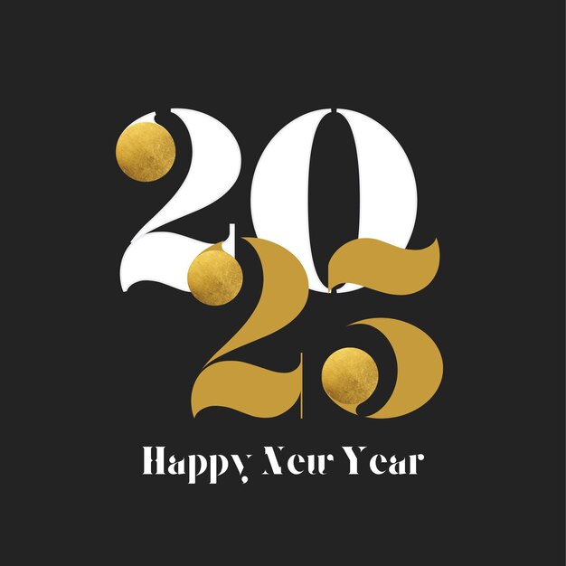 blanco negro y dorado 2025 feliz año nuevo