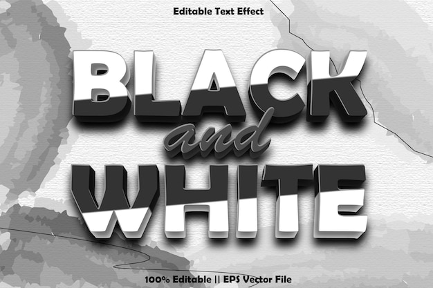 Vector blanco y negro_efecto de texto editable en relieve_estilo de dibujos animados