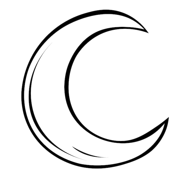 Vector blanco y negro luna creciente dibujada a mano ilustración vectorial