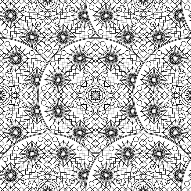 Blanco y negro monocromo mandala boho patrones sin fisuras