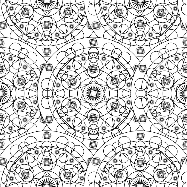 Blanco y negro monocromo mandala boho patrones sin fisuras