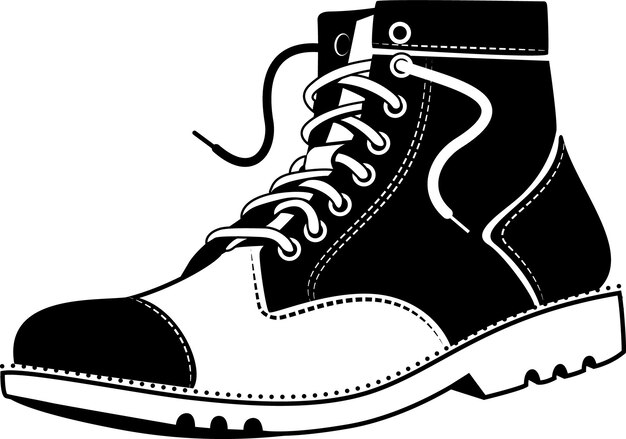 Blanco y negro Vector Clip Art de un zapato aislado sobre fondo transparente
