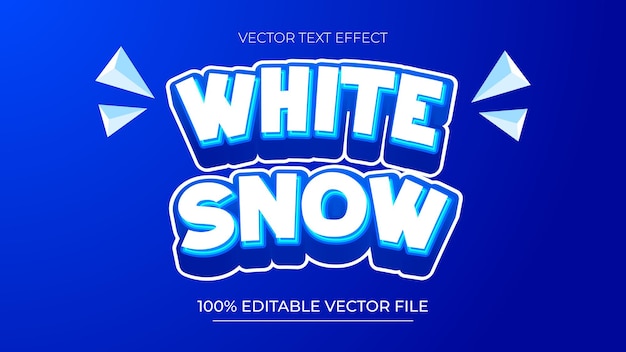 Blanco de nieve efecto de texto editable relieve estilo de color de invierno navideño moderno