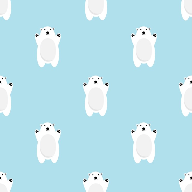 Blanco Personaje de dibujos animados de oso polar Patrón transparente
