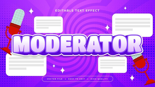 Blanco púrpura violeta y rojo moderador estilo de fuente de efecto de texto editable en 3D