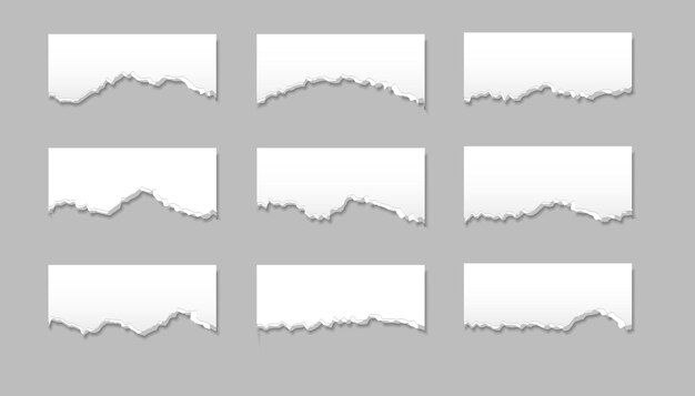 Blanco rasgado blanco para texto o mensaje en vector de fondo gris