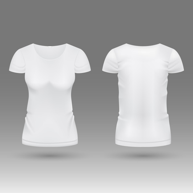 Vector blanco realista 3d mujer blanca camiseta vector