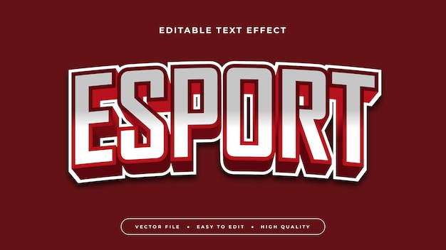 Blanco y rojo esport estilo de fuente de efecto de texto 3D editable