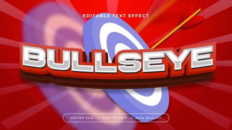 Vector blanco rojo y púrpura violeta bullseye estilo de fuente de efecto de texto editable en 3d