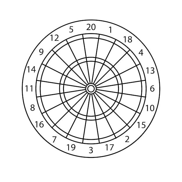 Blanco de tablero de dardos plano vectorial