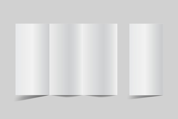 En blanco trifold abierto folleto de tres paneles plegado con sombras plantilla de maqueta en el fondo folleto abierto gracias tarjetas de nota volante tarjeta de felicitación invitación de boda tarjeta postal folleto vector