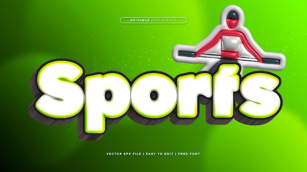 Blanco verde y rojo deportes 3D estilo de fuente de efecto de texto editable