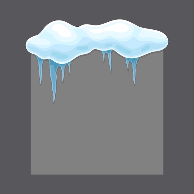 Blank frozen banner with snow and icicles cold season holiday frame cartoon vector illustration