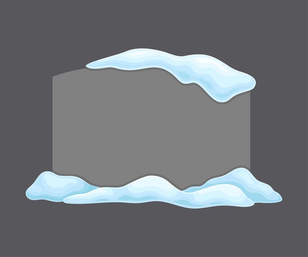Blank frozen banner with snow cold season holiday frame with place fot text cartoon vector illustration