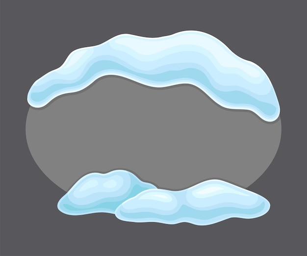 Blank frozen oval shape banner with snow cold season holiday frame cartoon vector illustration