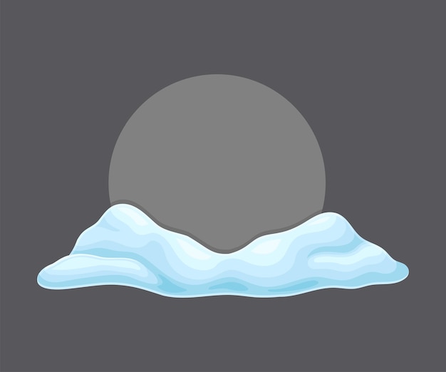 Blank frozen round shaped banner with snow cold season holiday frame cartoon vector illustration