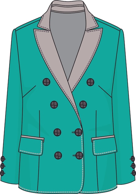 Vector blazer azul de doble pecho