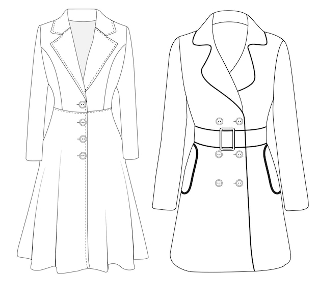 blazer femenino con contorno de línea de arte vectorial colección de blazer de pecho para gráficos de tamaños blazer para damas illust