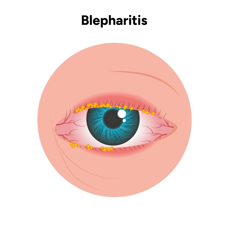 Vector blefaritis enfermedad ocular oftalmología ojo humano enfermo inflamado