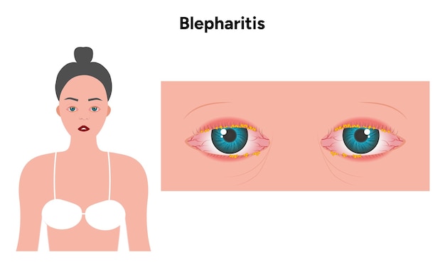 Blefaritis enfermedad ocular Oftalmología Ojo humano enfermo inflamado