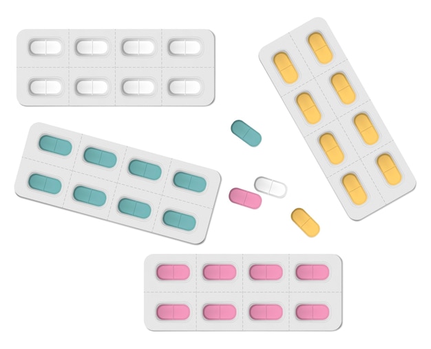 Blísteres de píldoras médicas con celdas individuales desmontables envases de tabletas de medicamentos de color oblongo