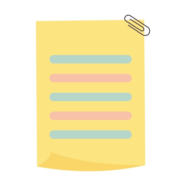 bloc de notas con un clips de papel plantilla de cuaderno lindo para notas con diseño de color pastel alineado