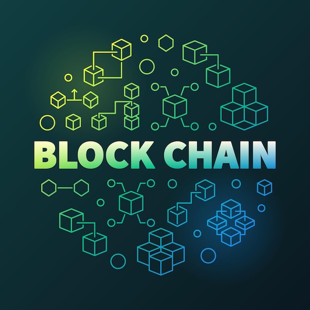 Block Chain vector redondo creativo delgada línea ilustración