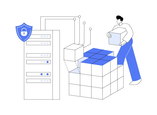 Vector blockchain ciberseguridad concepto abstracto vector ilustración seguridad de datos transaccionales blockchain industria de ciberseguridad tecnología de contabilidad distribuida archivos cifrados metáfora abstracta