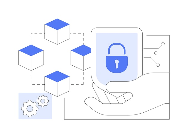 Blockchain ciberseguridad ilustraciones de vectores de dibujos animados aislados