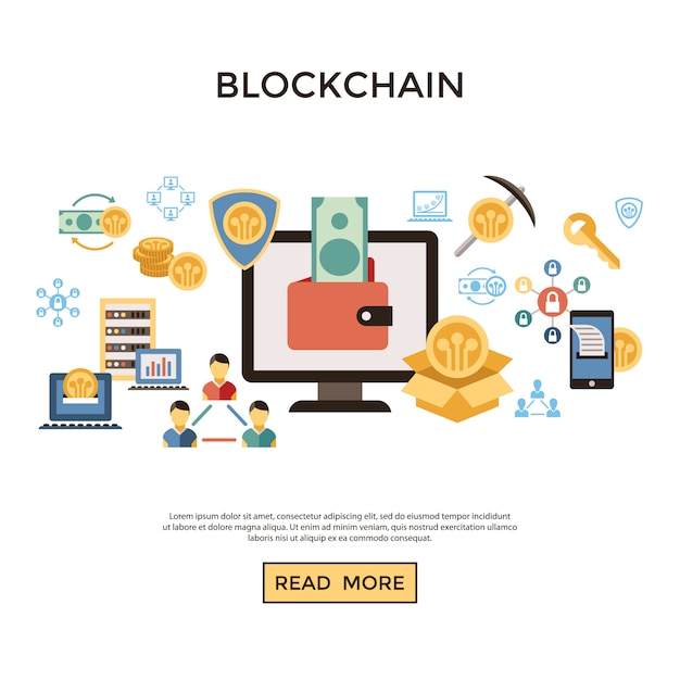 Blockchain y crypto mining icon set