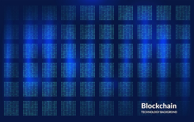 Blockchain digital background with glowing binary code blocks Futuristic technology concept symbolizing decentralized data networks cryptocurrency and secure information flow