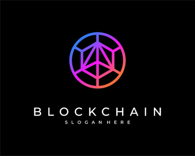 Vector blockchain fintech protection security technology diseño de logotipo vectorial de línea de conexión de malla digital