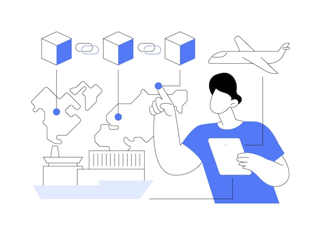 Blockchain en tecnología de transporte concepto abstracto ilustración vectorial