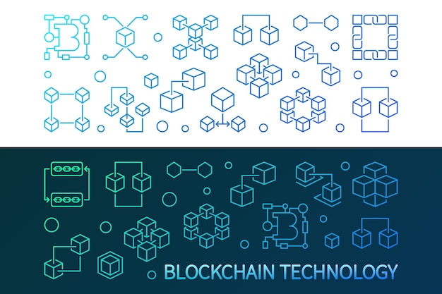 Blockchain tecnología vector coloridos banners horizontales