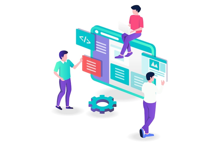 Vector blog y diseñador web y optimización seo
