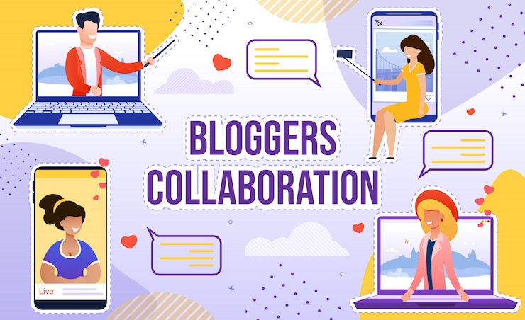 Vector blogger collaboration sutilezas para la popularidad