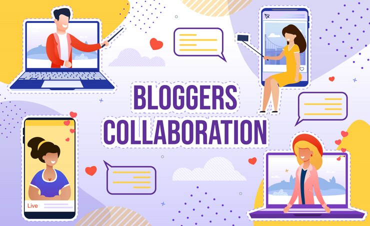Vector blogger collaboration sutilezas para la popularidad