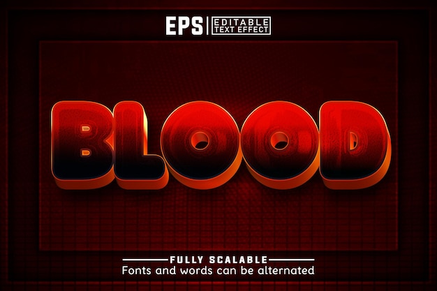 BLOOD 3d Efecto de texto editable