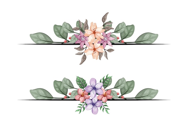 El Blooms Greenery Floral Foliage Ornament Corner Text Separator agrega un elegante texto de encuadre en las tarjetas de invitaciones