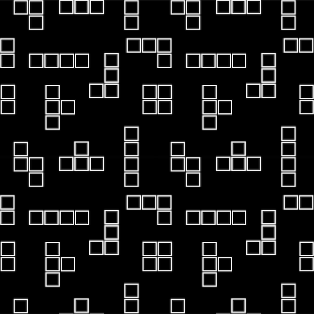Bloque Ladrillo Juego Ilustración vectorial Plantilla de diseño de patrones sin fisuras Tema de color blanco y negro